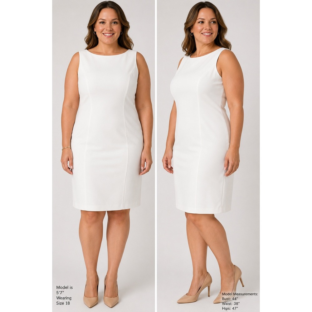 Le Suit Separates White Sleeveless Sheath Dress Plus Size 18 Professional Career